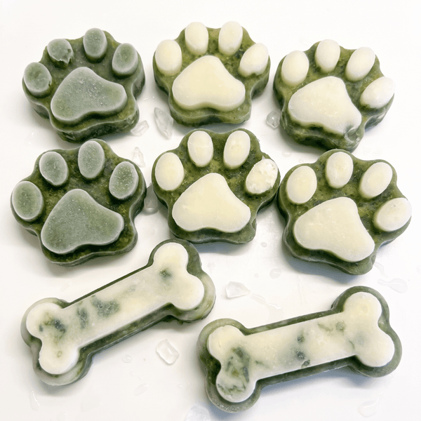 Frysta hundtreats i tassform